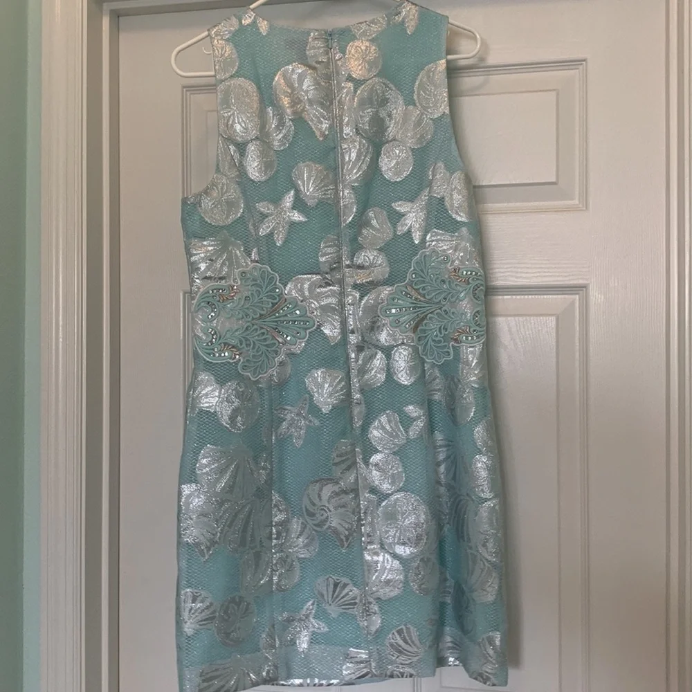 Lilly Pulitzer Aqua and Silver Mini Dress - Picture 3 of 12